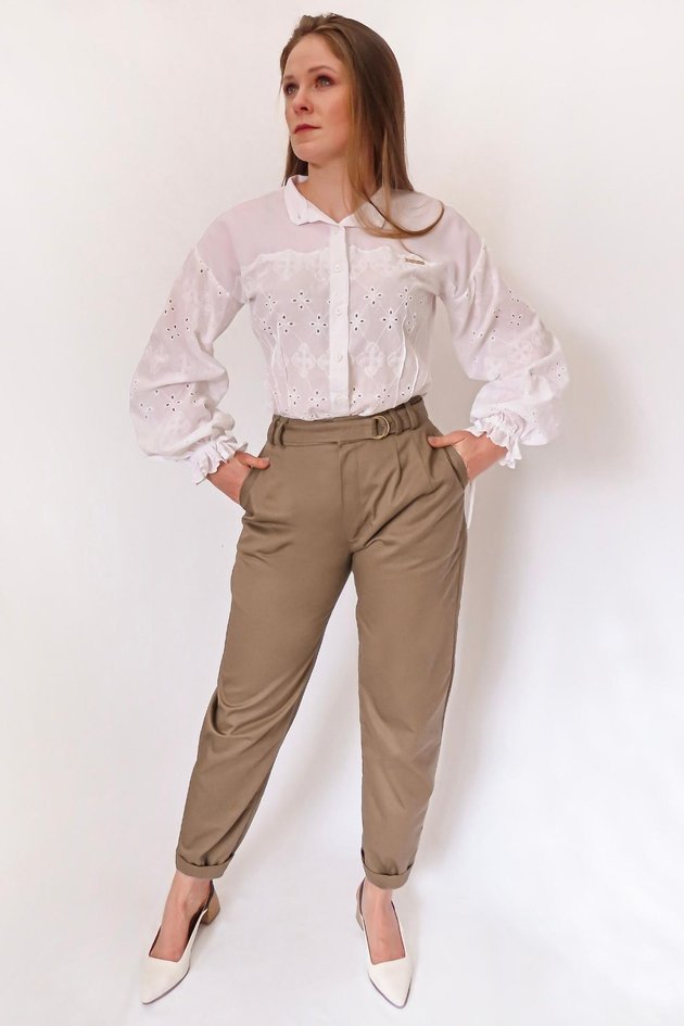 Calça Social CalÃ§a Sarja Bege Feminina Calça Sarja HNO Jeans